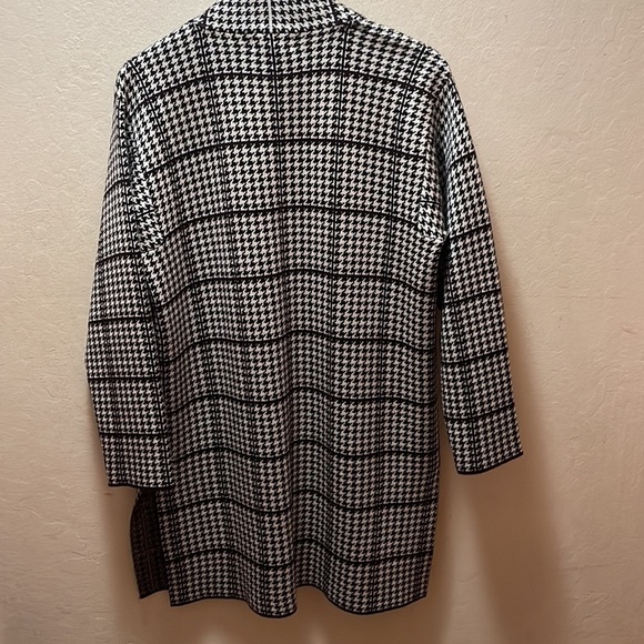 Calvin Klein Printed Open-front Longline Cardigan In Houndstooth Size Medium - Picture 3 of 6